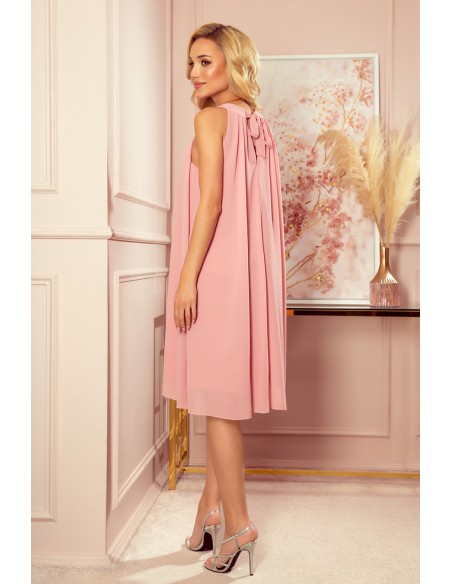  350-2 ALIZEE - chiffon dress with a binding - powder pink 