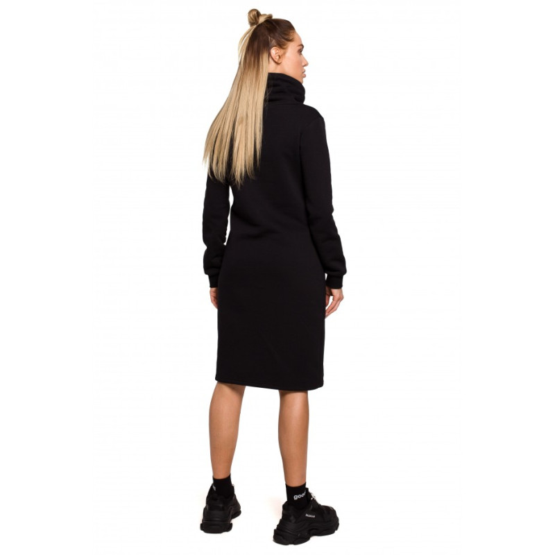 M619 Hight collar chunky knit dress - black 2