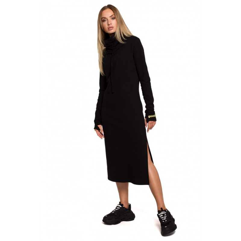 M622 Maxi dress with string-tied high collar - black 2