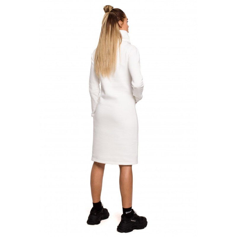 M619 Hight collar chunky knit dress - ecru 2