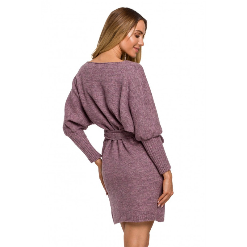 M631 Wrap sweater dress with a tie detail - heather 2