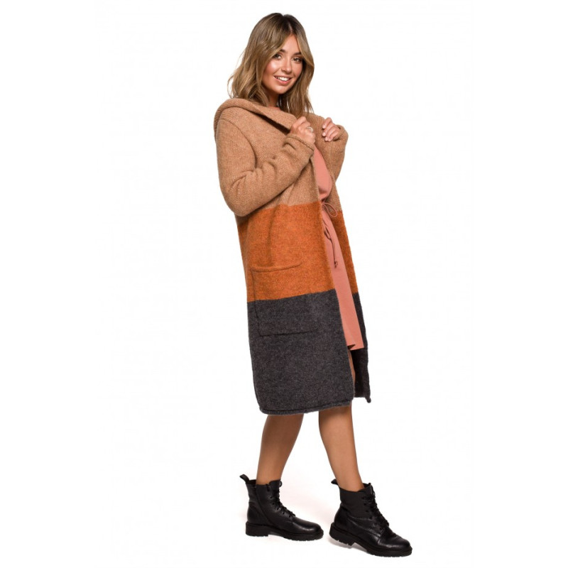 BK072 Multicolour open front cardigan - model 4 2