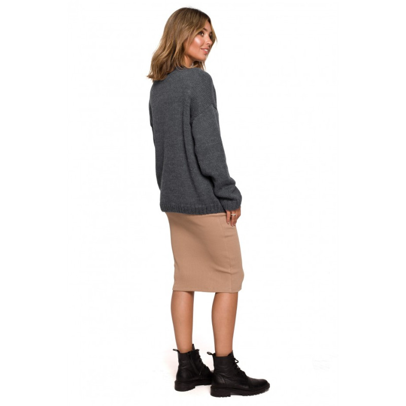 BK074 Buttoned cardigan with wide pockets - anthracite 2
