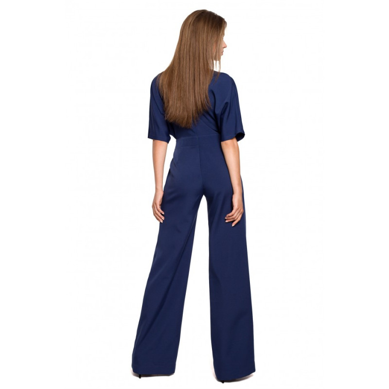 S285 Wide leg jumpsuit with V-neck - navy blue 2
