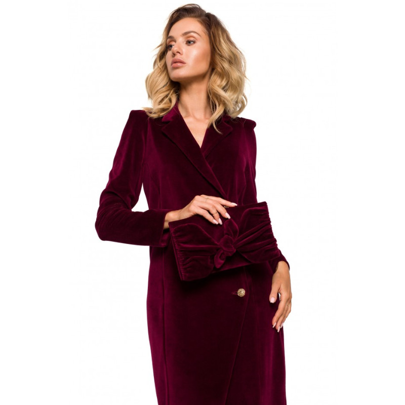 M641 Velvet blazer dress with a collar - maroon 2