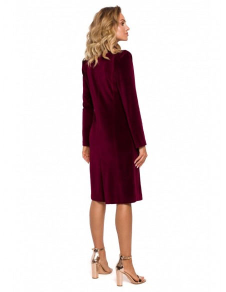 M641 Velvet blazer dress with a collar - maroon