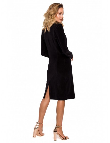 M641 Velvet blazer dress with a collar - black