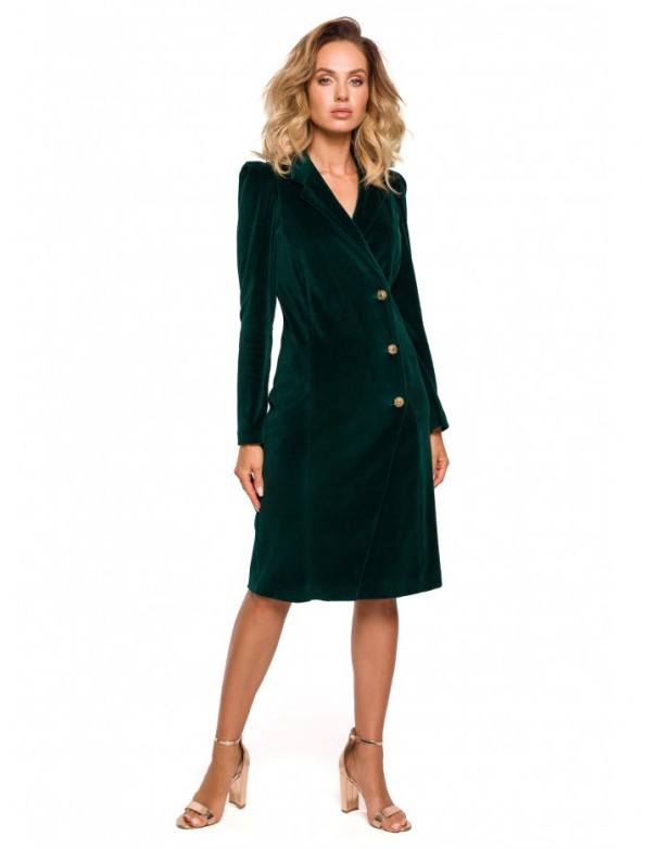 M641 Velvet blazer dress with a collar - green