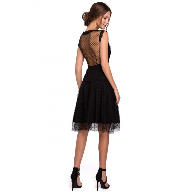 K030 Polka dot tulle dress - black 2