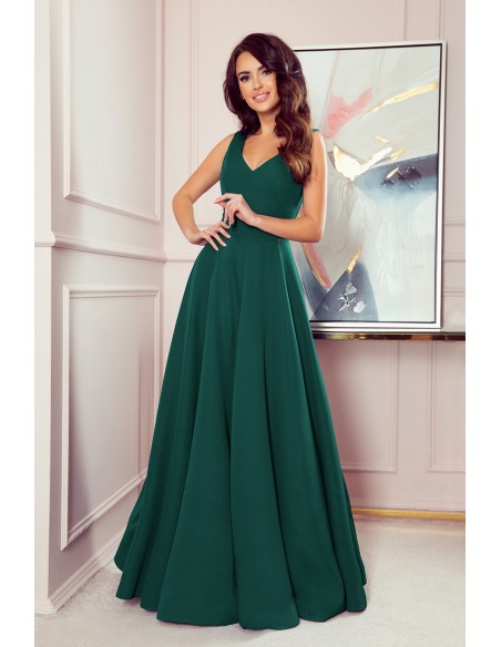  246-4 CINDY long dress with a neckline - green 