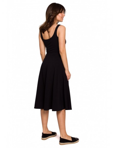 B218 Fit and flare sleeveless dress - black