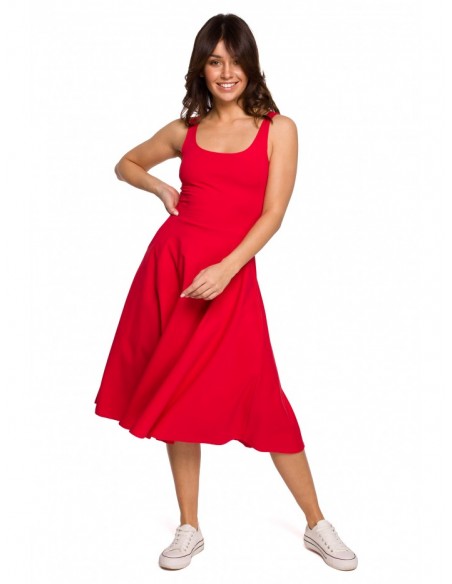 B218 Fit and flare sleeveless dress - red