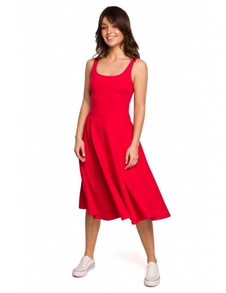 B218 Fit and flare sleeveless dress - red