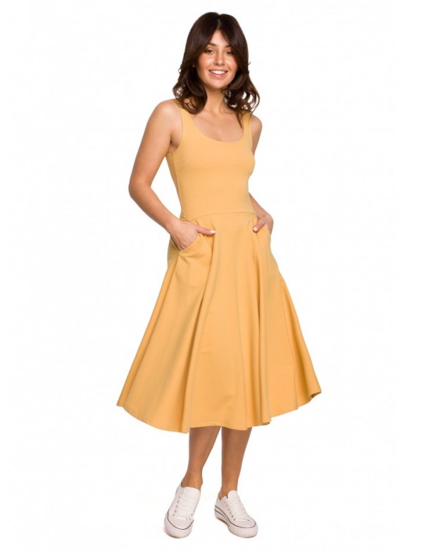 B218 Fit and flare sleeveless dress - honey