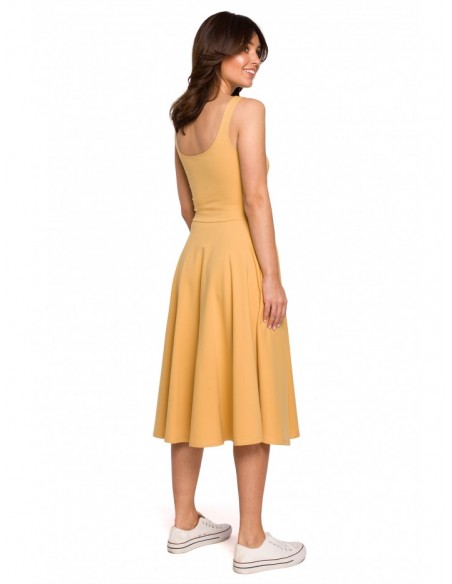 B218 Fit and flare sleeveless dress - honey