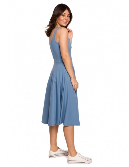 B218 Fit and flare sleeveless dress - blue