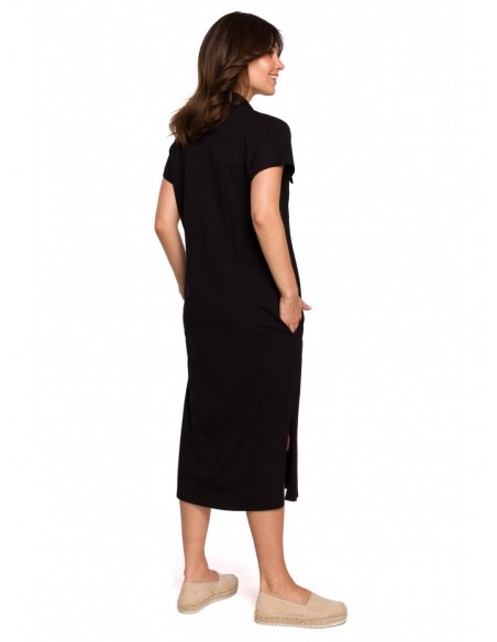 B222 Safari dress with flap pockets - black