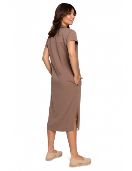 B222 Safari dress with flap pockets - cocoa