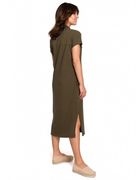B222 Safari dress with flap pockets - khaki