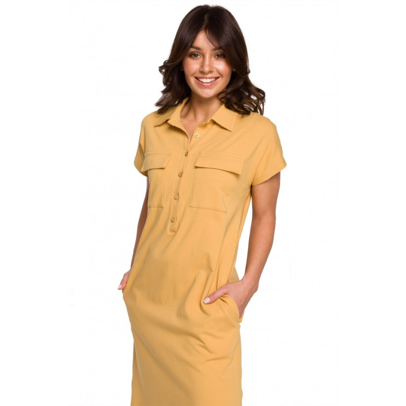 B222 Safari dress with flap pockets - honey 2