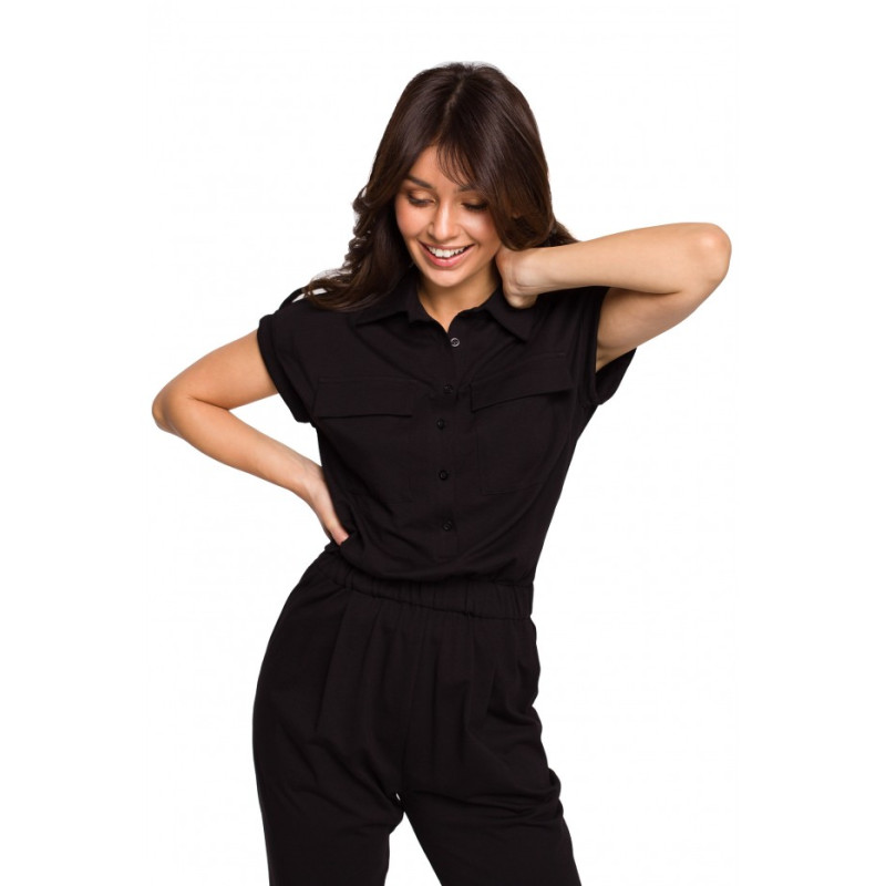 B223 Safari jumpsuit with flap pockets - black 2