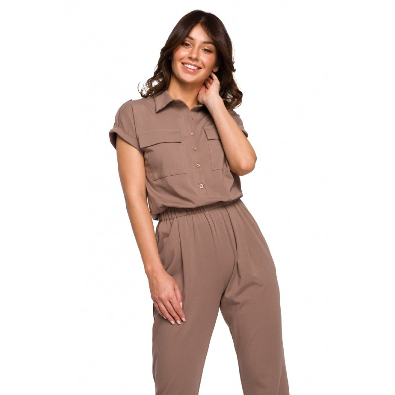 B223 Safari jumpsuit with flap pockets - cocoa 2