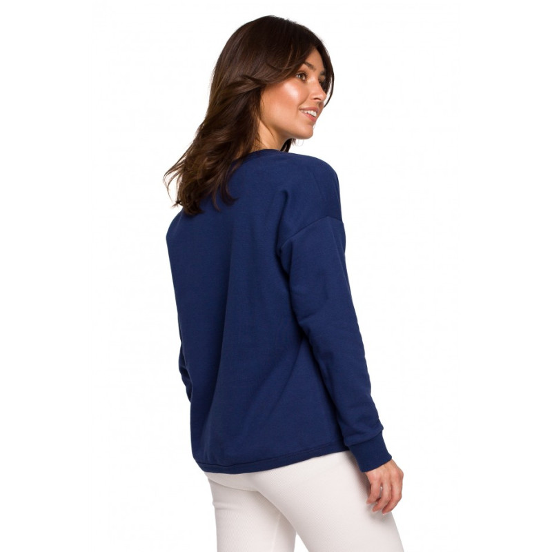 B225 Pullover top with V-neck - deep blue 2
