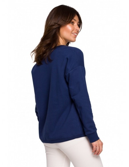 B225 Pullover top with V-neck - deep blue