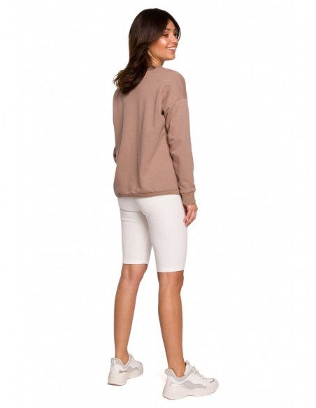 B225 Pullover top with V-neck - cappuccino