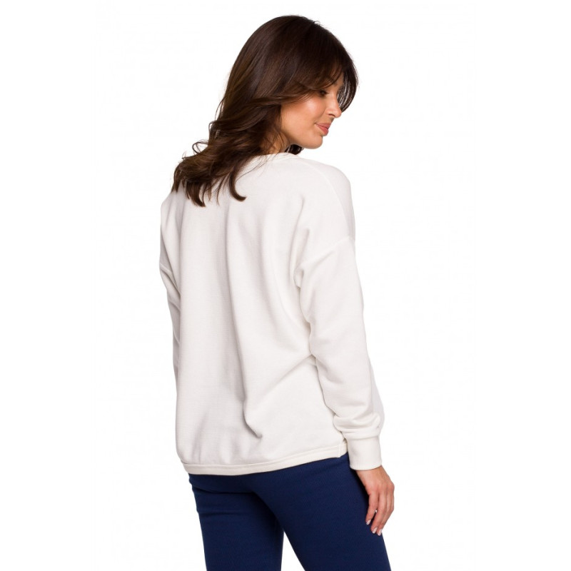 B225 Pullover top with V-neck - ecru 2