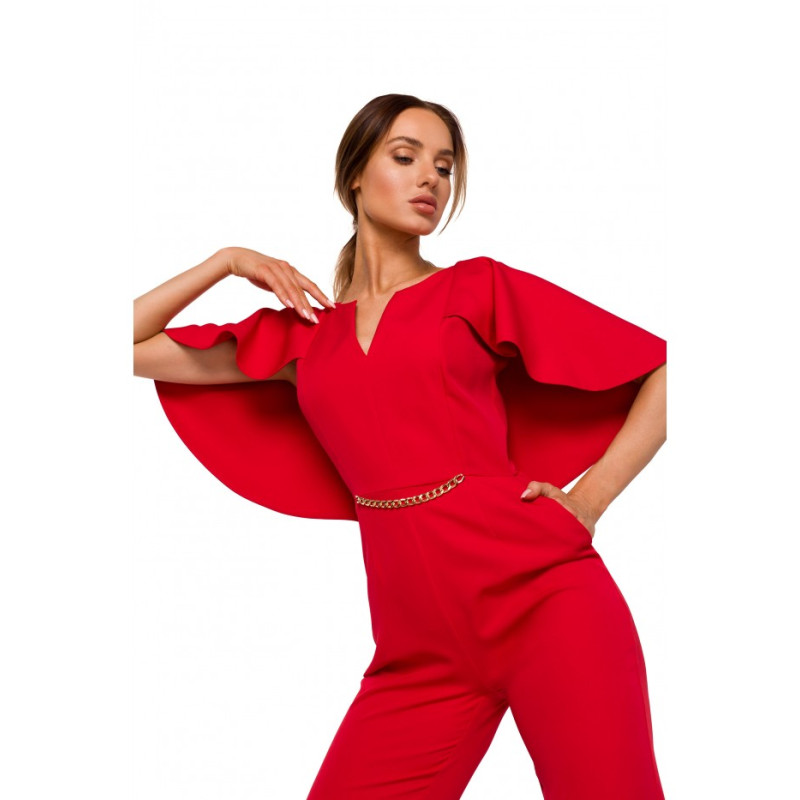 M670 Cape-effect jumpsuit - red 2
