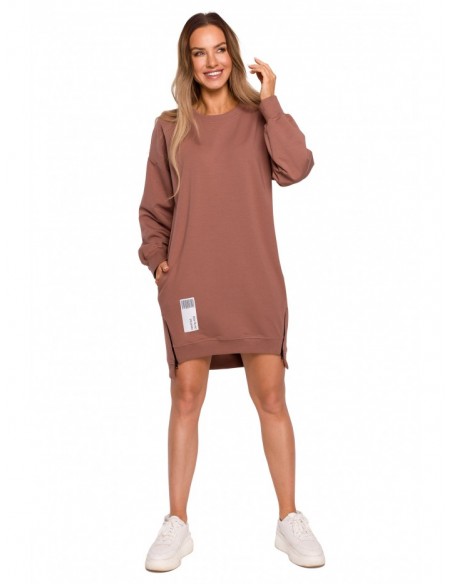 M676 Pullover tunic with zippers - chocolate