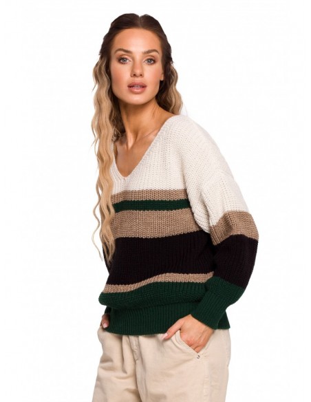 M686 Striped V neck sweater - model 1