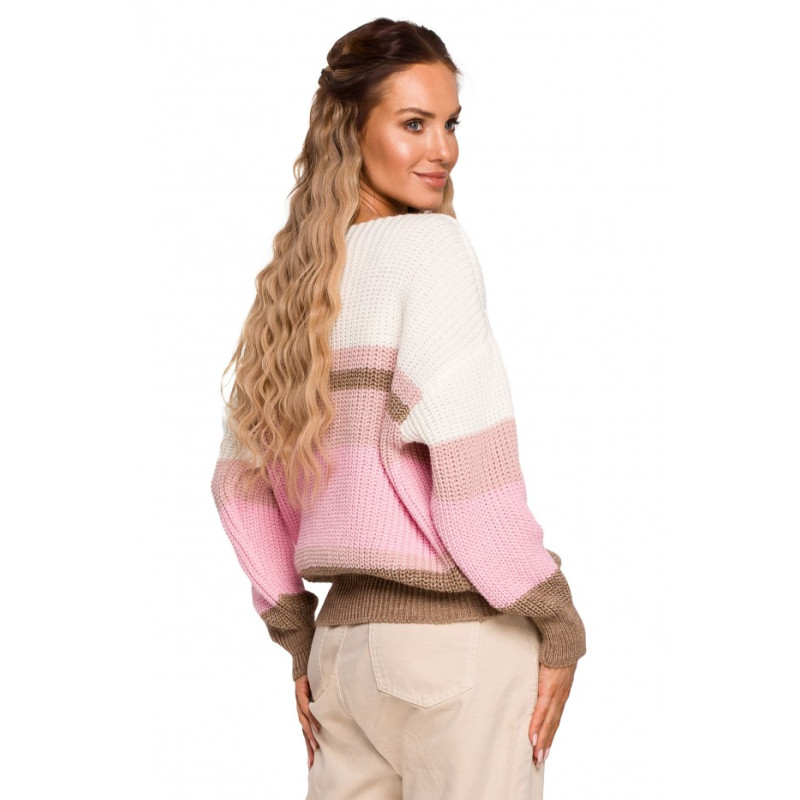 M686 Striped V neck sweater - model 4 2