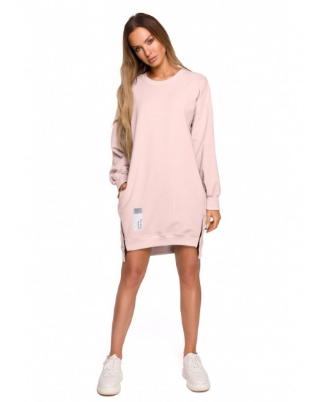 M676 Pullover tunic with zippers - candy pink