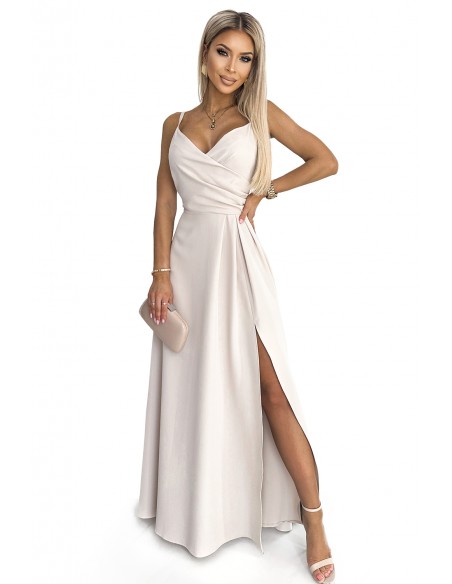  299-6 CHIARA elegant maxi dress with straps - beige 