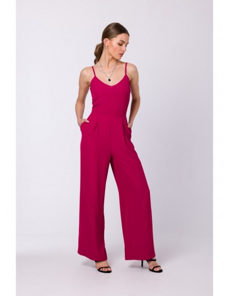 S333 Spaghetti strap jumpsuit - plum