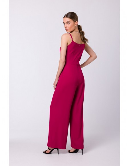 S333 Spaghetti strap jumpsuit - plum