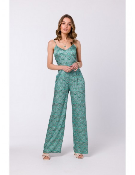 S334 Spaghetti strap jumpsuit with print - model 1