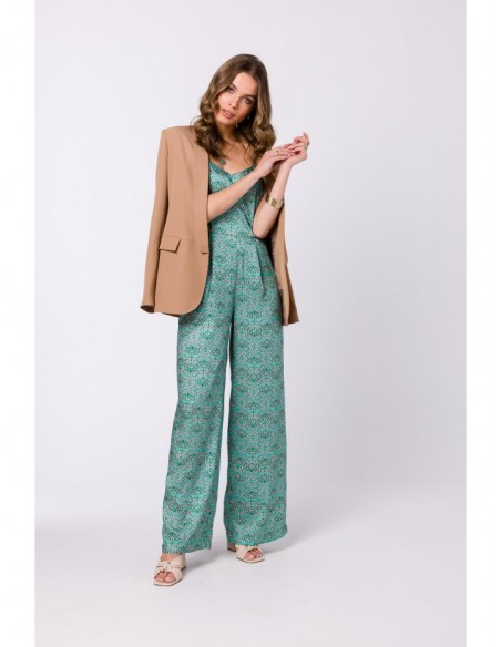 S334 Spaghetti strap jumpsuit with print - model 1