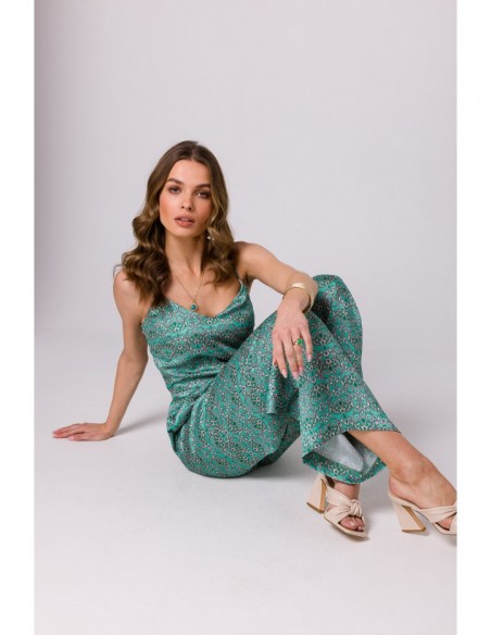 S334 Spaghetti strap jumpsuit with print - model 1