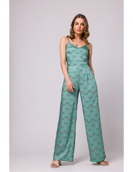 S334 Spaghetti strap jumpsuit with print - model 1