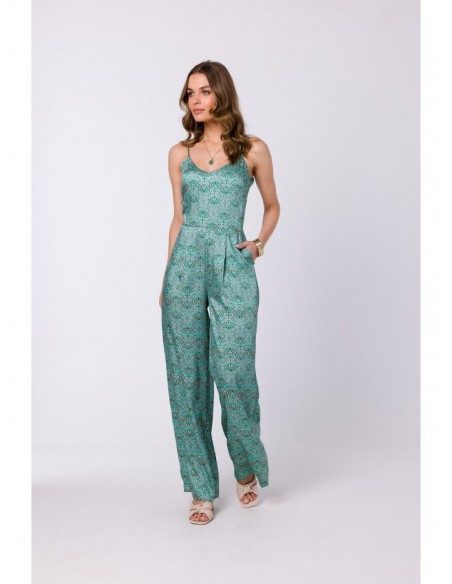 S334 Spaghetti strap jumpsuit with print - model 1