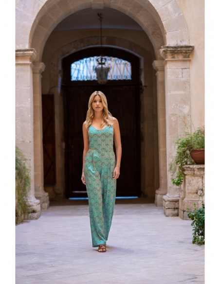 S334 Spaghetti strap jumpsuit with print - model 1