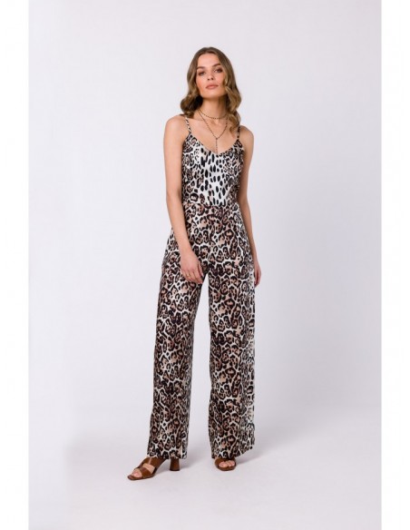 S334 Spaghetti strap jumpsuit with print - model 2