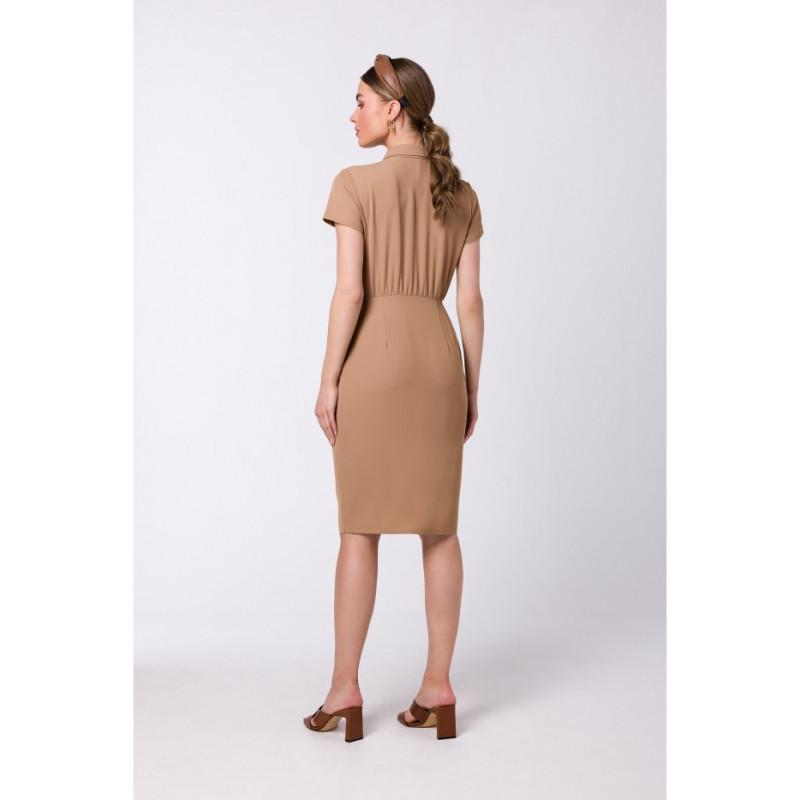 S335 Shirt dress with ruching - beige 2