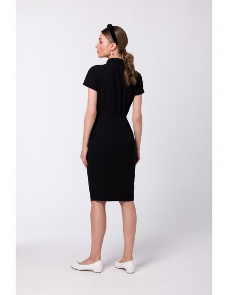 S335 Shirt dress with ruching - black