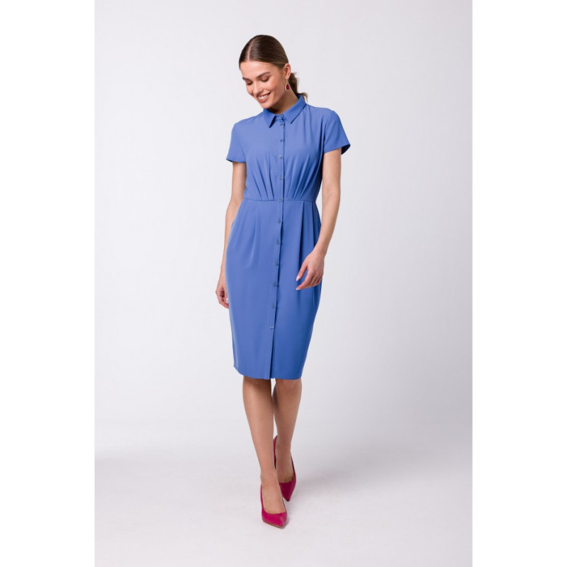 S335 Shirt dress with ruching - blue 2