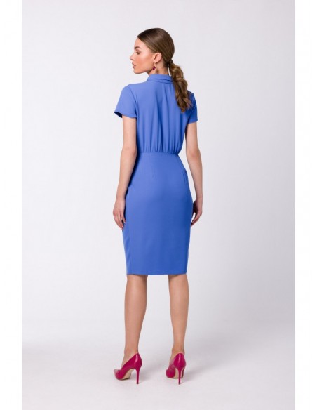 S335 Shirt dress with ruching - blue