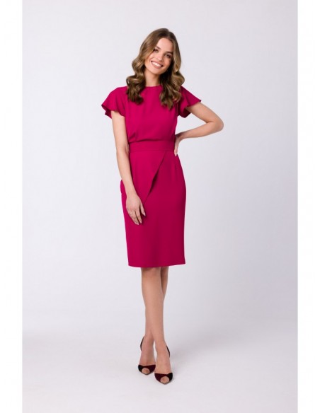 S336 Sheath dress with belt - plum